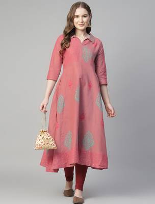 Onion cotton printed anarkali kurta 5