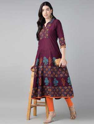 Winecotton printed anarkali kurta 2