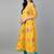 Yellow cotton printed anarkali kurta