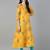 Yellow cotton printed anarkali kurta