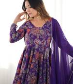 Pure soft romansilk chanderi discharge print fabric fully flair kediya style kurta,with duppta set,palazzo ready to wear