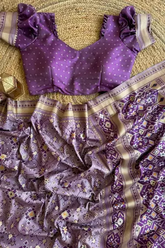 Lavender Color Pure Silk Patola Wedding Wear Saree