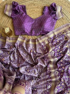 Lavender Color Pure Silk Patola Wedding Wear Saree 2