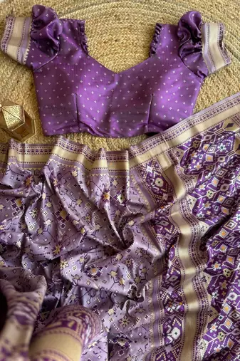 Lavender Color Pure Silk Patola Wedding Wear Saree