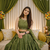 olive green thai silk sequins work lehenga choli set 