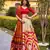red tussar silk tie dye printed lehenga choli set