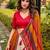 red tussar silk tie dye printed lehenga choli set