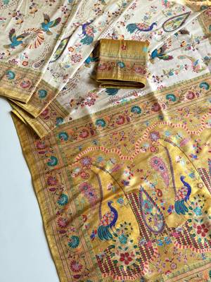 Yellow Color Digital Pashmina Test print With Siroski Hand Work Naylon Viscos Softy Silk Saree 2