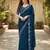 teal georgette saree with sequins lace work