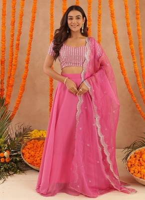 akira designer pink silk lehenga choli set for women 1