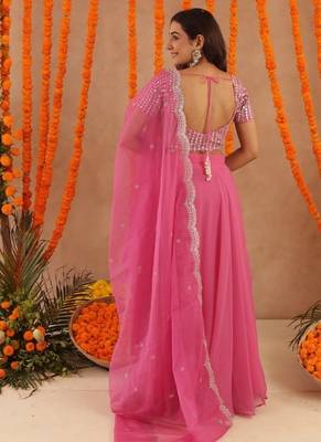 akira designer pink silk lehenga choli set for women 4