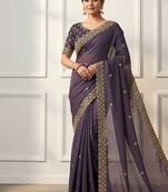 New Georgette Sequence Embroidered Worked Women's saree With Blouse Set