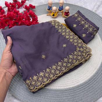 purple georgette saree with sequin work 5