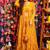 Yellow chinon silk digital print plazzo with strug indowestern suit