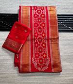 Red Color Purely Hand Daying Chinya Tisu Viscose Khaddi Crepe Georgette Saree