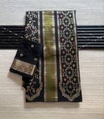 Black Color Purely Hand Daying Chinya Tisu Viscose Khaddi Crepe Georgette Saree