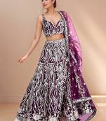 Elegant Purple Sequins Net Reception Wear Lehenga Choli With Dupatta