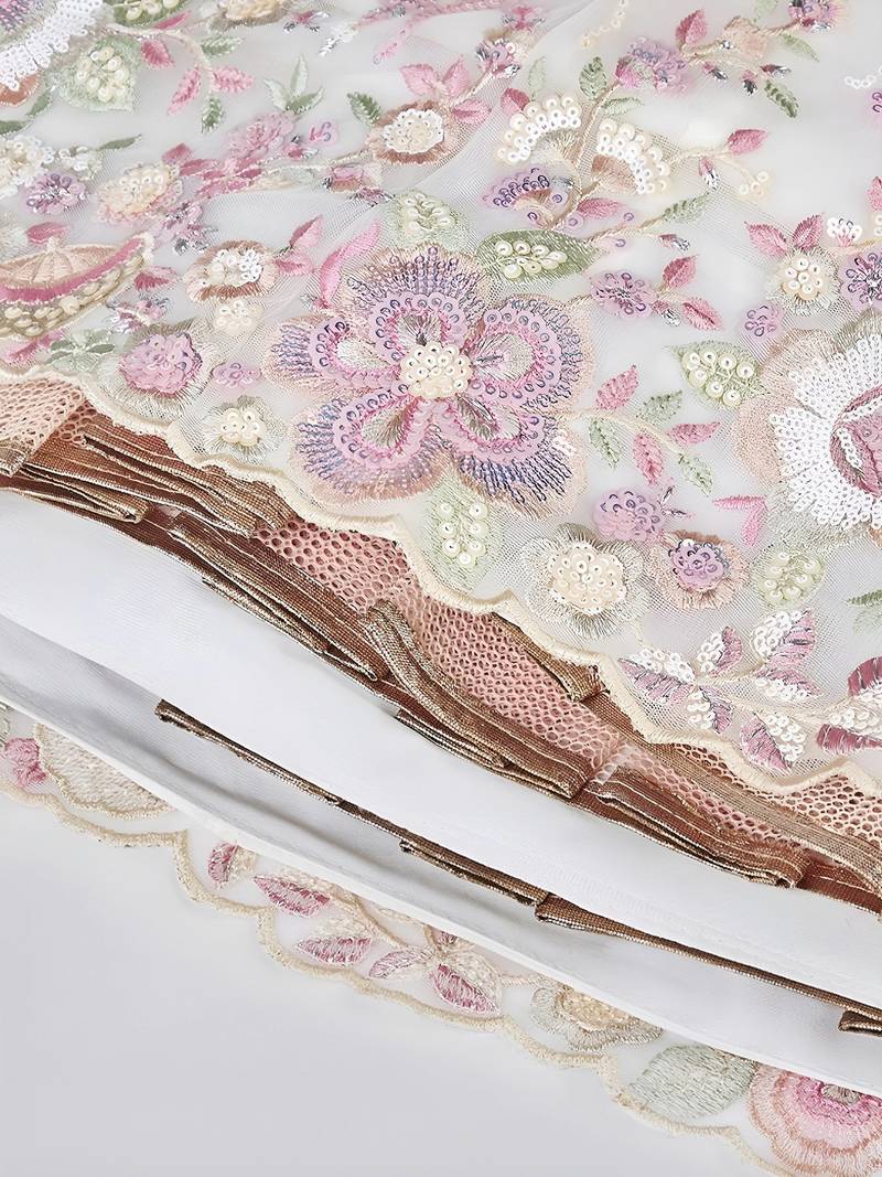 Wonderful White Sequins Net Bridesmaid Lehenga Choli With Dupatta