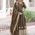 Olive green vichitra silk anarkali gown with rich sequins embroidered work