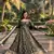 Green chinon silk anarkali gown with heavy cording embroidery & sequins work