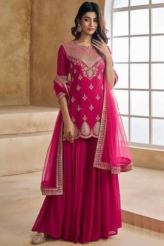 Women Ethnic Motifs Printed Kurti with Sharara & Dupatta