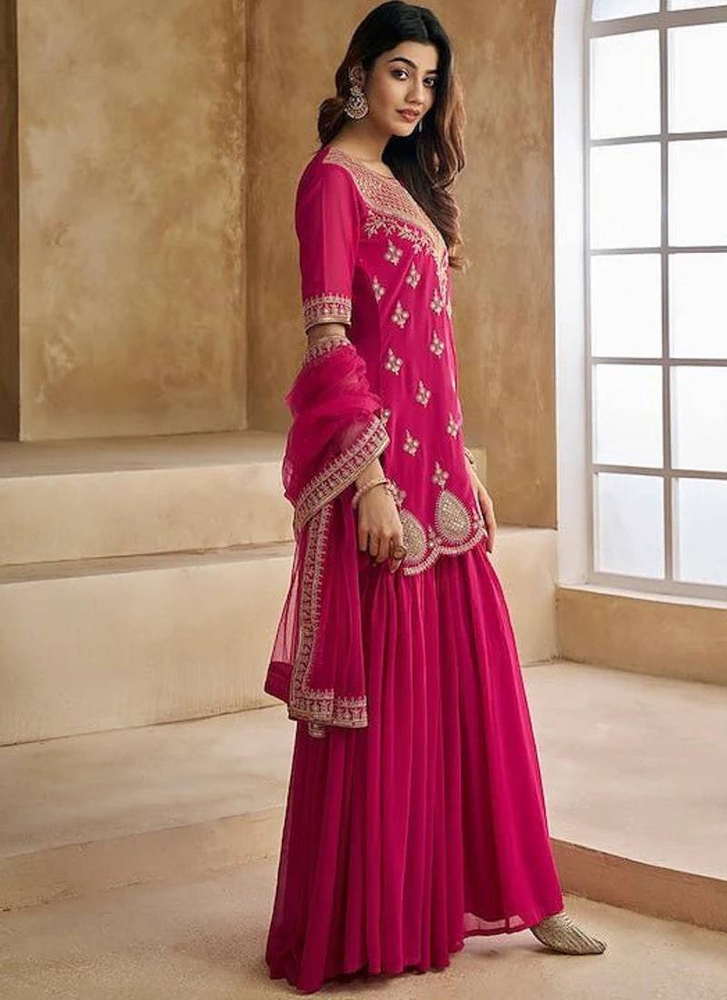 Women Ethnic Motifs Printed Kurti with Sharara & Dupatta