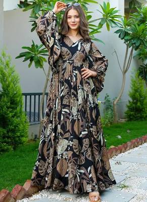 Multi color heavy air tex chinon silk digital print designer gown 1
