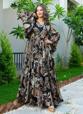 Multi color heavy air tex chinon silk digital print designer gown 2