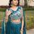 teal premium beads work art silk lehenga set for women