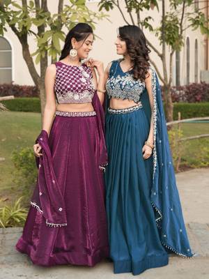 wine designer art silk fendy lehenga with premium beads work 4