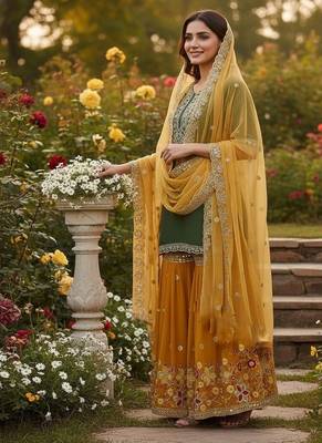 Green faux georgette embroider work salwar suit 2