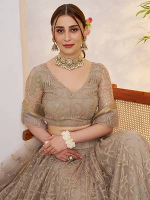 designer gray sequins net bridesmaid lehenga choli set 5