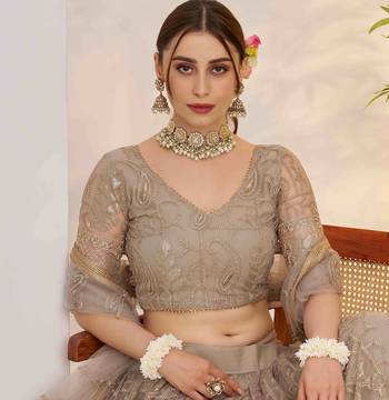 designer gray sequins net bridesmaid lehenga choli set 6