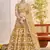 designer yellow thread embroidered work net lehenga choli set