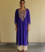 Blue embroidered silk kurta set