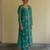 Teal green embroidered organza kurta set