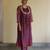 Purple wine embroidered chanderi kurta set