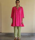 Pink embroidered silk kurta set