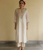Ivory embroidered chanderi kurta set