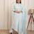 Iceblue embroidery work cotton blend kurta trousers with dupatta.
