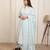 Iceblue embroidery work cotton blend kurta trousers with dupatta.