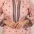 Peach embroidery work cotton blend kurta trousers with dupatta.