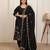 Black embroidery work cotton blend kurta trousers with dupatta.