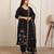 Black embroidery work cotton blend kurta trousers with dupatta.