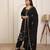 Black embroidery work cotton blend kurta trousers with dupatta.