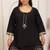 Black embroidery work cotton blend kurta trousers with dupatta.