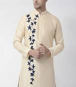 Light golden embroidered dupion silk kurta