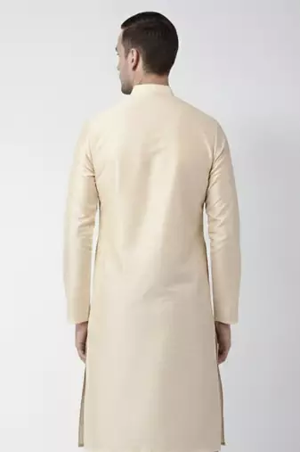 Light golden embroidered dupion silk kurta