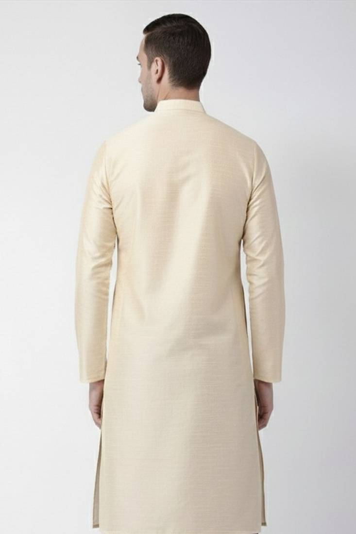 Light golden embroidered dupion silk kurta