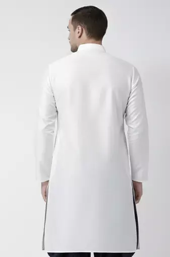 White  embroidered dupion silk kurta